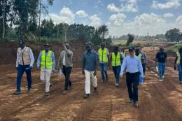 File image of CS Davis Chirchir inspecting the construction of the Rironi-Mau Summit highway.